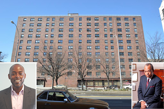 The Francis Ennis Houses at 2070 Clayton Powell Jr. Boulevard in Harlem (Inset from left: Carthage's Edward Poteat and Rev. Calvin Butts)
