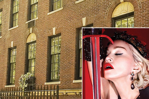 Madonna and her Upper East Side townhouse (credit: Twitter)