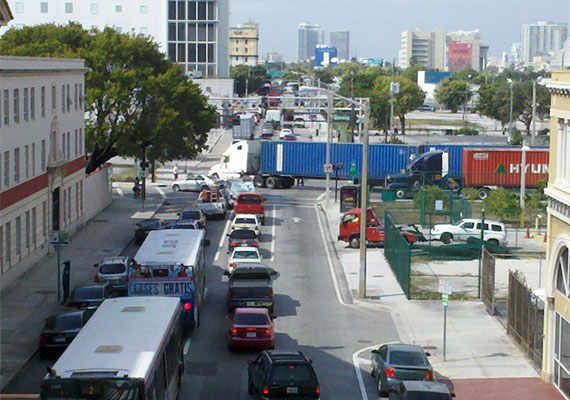 Congestion leading out of PortMiami (Credit:Daniel Christensen)