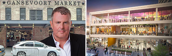 Michael Brais with Gansevoort Market in the Meatpacking District and a rendering of the Empire Outlets on Staten Island