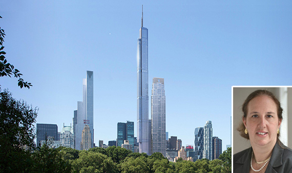 Rendering of Central Park Tower at 217 West 57th Street in Midtown (credit: Extell Development) (inset: Gail Brewer)
