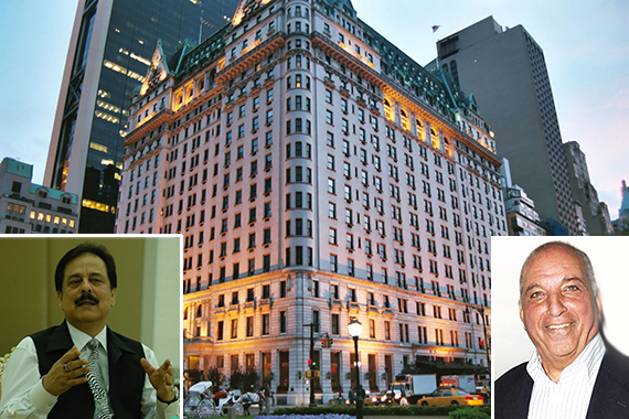 The Plaza Hotel (inset from left: Subrata Roy and David Reuben)