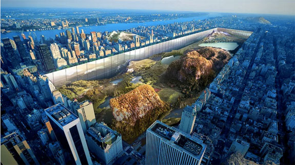 A rendering of the futuristic Central Park (Credit: Yitan Sun and Jianshi Wu via eVolo).