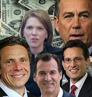 Clockwise from top left: ALTA's Michelle Korsmo, John Boehner, Eric Cantor, Tom Suozzi and Andrew Cuomo