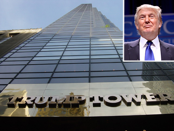 Trump Tower at 725 Fifth Avenue in Midtown (inset: Donald Trump)