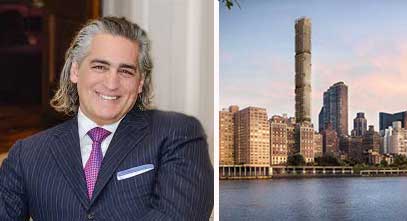 From left: Joseph Beninati and a rendering of 3 Sutton Place