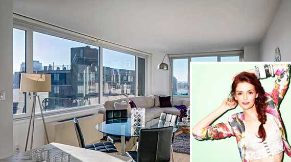 The apartment at 322 West 57th Street; Lydia Hearst (credit: Twitter)