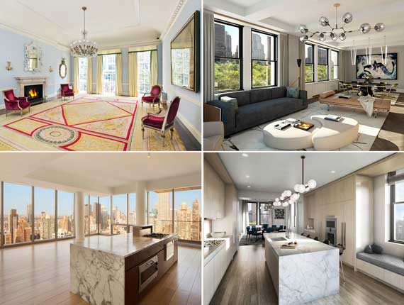 From top left: 684 Park Avenue (Credit: Brown Harris Stevens), 212 Fifth Avenue (Credit: Town Residential), 23 East 22nd Street (Credit: CORE) and 212 Fifth Avenue (Credit: Town Residential)