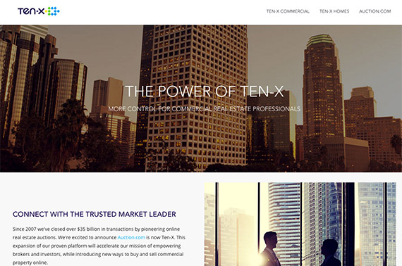 A screenshot of the Ten-X website