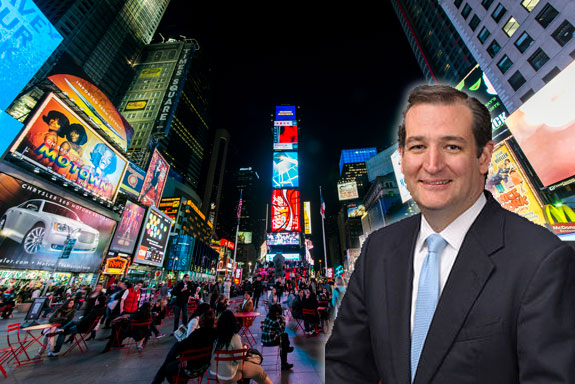 Times Square and Ted Cruz