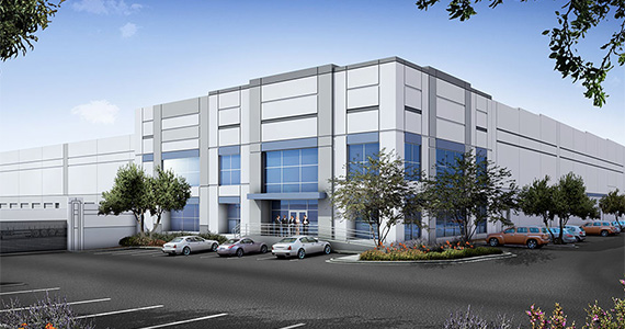 Rendering of an industrial development at 825 South Ajax Avenue in LA's City of Industry (credit: Bridge Development)