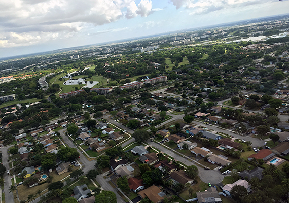 Aerial view of homes in Broward County