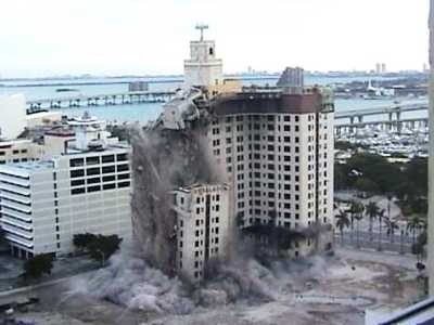 The 2005 demolition of the Everglades Hotel in downtown Miami (Credit: YouTube)