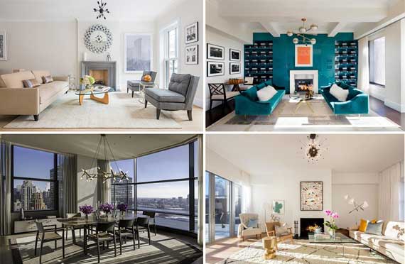 From top left: 152 West 12th Street (Credit: Compass), 17 East 12th Street (Credit: Douglas Elliman), 50 United Nations Plaza, and 71 Reade Street (Credit: Douglas Elliman)