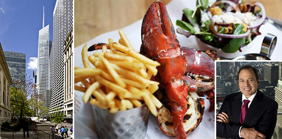 One Bryant Park, a Burger &amp; Lobster lobster (inset: Douglas Durst)