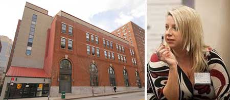 From left: 250 Jay Street in Downtown Brooklyn and Erin Mote, co-founder of Brooklyn Laboratory Charter School
