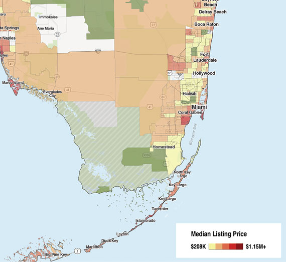 Residential listing prices are still red hot in Miami, according to data from Trulia.