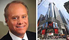 From left: Condé Nast CEO Robert Sauerberg Jr., and 4 Times Square