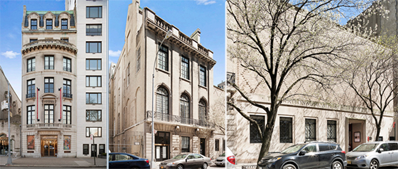 The three properties, at 1083 Fifth Avenue, 3 East 89th Street and 5-7 East 89th Street