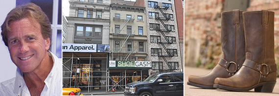 From left: Jeff Sutton, 144 Fifth Avenue (center) in the Flatiron District, and Frye boots
