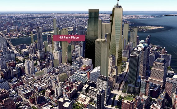 A visualization of the "new Downtown" skyline with 45 Park Place (Credit: CityRealty)