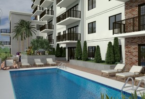 Rendering of project's pool deck
