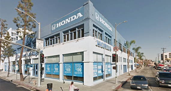 The Honda dealership at 1540 South Figueroa Street
