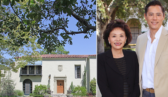 Linda and Brent Chang of Compass and a property they sold at 1505 Circle Drive in San Marino