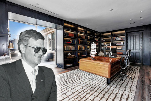 Tom Clancy (credit: Gary Wayne Gilbert -via Wikipedia) and his apartment (credit Homevisit)