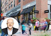 Assembly Row in Somerville, Mass. is targeting newcomers with retail in the mix, including J. Crew. (Inset: J. Crew CEO Mickey Drexler)