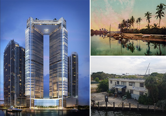 Rendering of One River Point, the Miami River in 1900 and a photo from the boat tour on Thursday