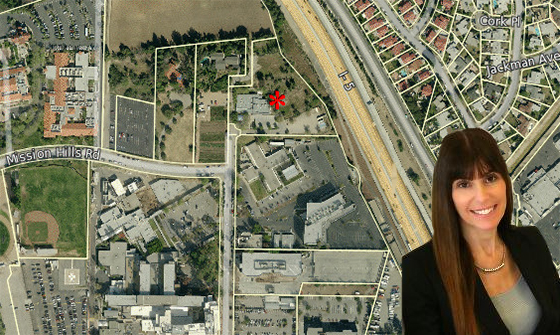 The plot of land for sale at 11630 Indian Hills Road in the San Fernando Valley and listing broker Laurie Lustig-Bower