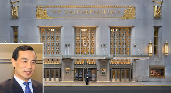 The Waldorf Astoria (inset: Wu Xiaohui)