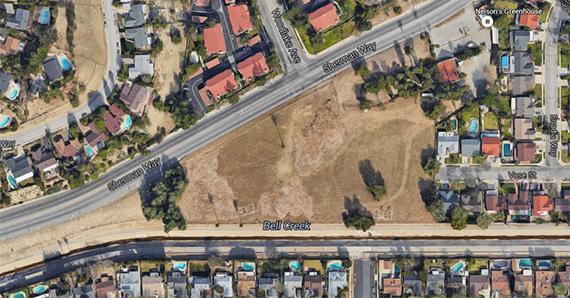 The parcel of land at 7000 North Woodlake Avenue (credit: Google Earth)