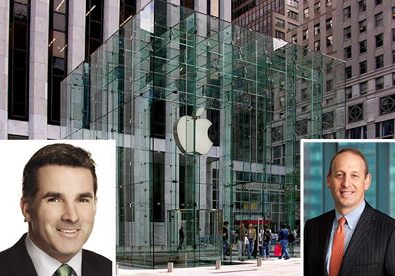 767 Fifth Avenue in Midtown (inset: Under Armour CEO Kevin Plank and Doug Linde)