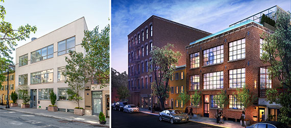 From left: 134 Charles Street in the West Village and the rendering