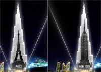What would the Empire State Building look like silhouetted against the Burj Khalifa?