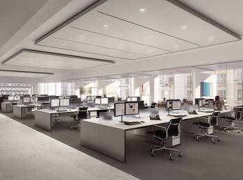A rendering of offices above the retail space at 40 East 57th Street