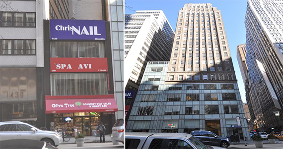From left: 1420-1422 and 1412-1418 Broadway in the Garment District