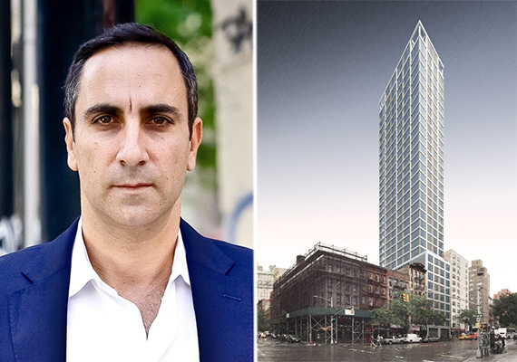 From left: Erez Itzhaki and rendering of 368 Third Avenue in Kips Bay (credit: SLCE)