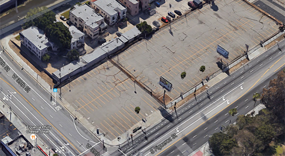 The lot at 3900 South Figueroa Street (credit: Google Earth)