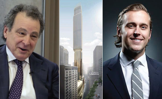 From left: Madison Equities' Robert Gladstone, rendering of 45 Broad Street and JLL's Dustin Stolly