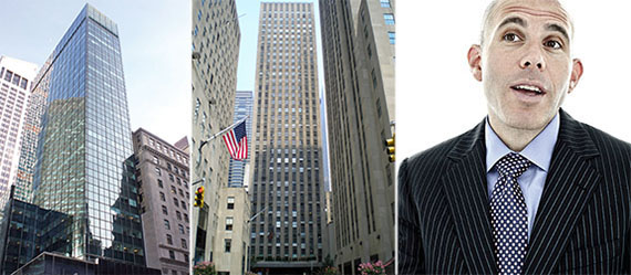 From left: 717 Fifth Avenue, 75 Rockefeller Plaza and RXR's Scott Rechler