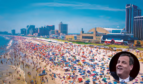 Atlantic City, with its popular beach boardwalk and casinos, has traditionally been a big draw for timeshare owners. But industry experts say the future might be closer to New York City. Inset: New Jersey Gov. Chris Christie.