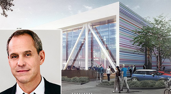 AwesomenessTV CEO Brian Robbins and a rendering of the Pen Factory (credit: SOM)