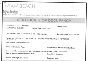 Certificate of occupancy (click to enlarge)