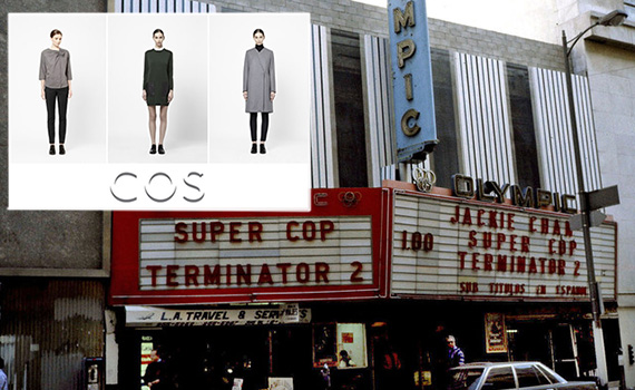 COS fall 2012 line and the Olympic Theater (credit: cinematreasures.org)