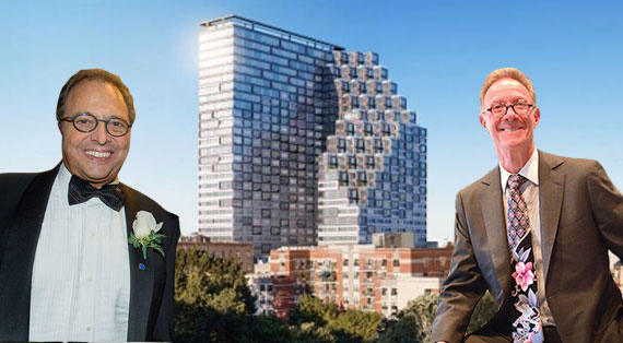 From left: Douglas Durst and Ian Bruce Eichner with a rendering of 1800 Park Avenue