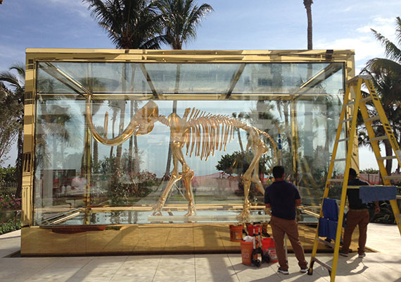Faena Hotel's gilded mammoth outside, near the beachfront