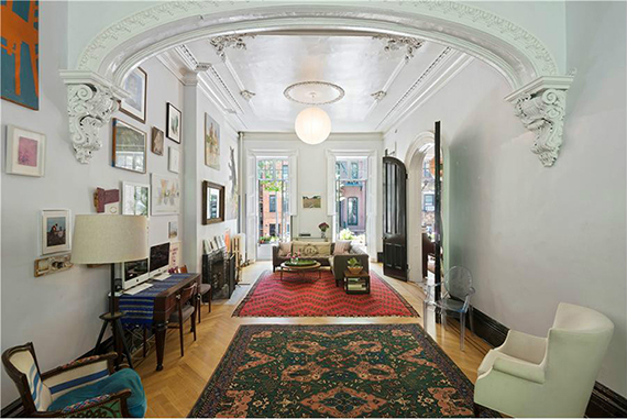 The living room at 215 East 12th Street